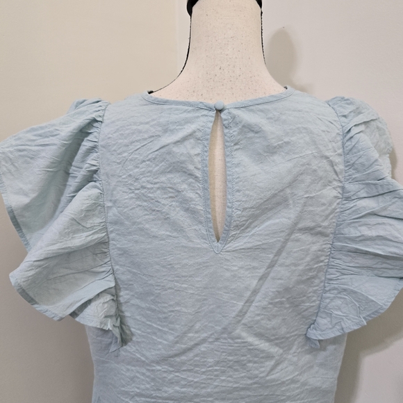 a new day Size Large Flutter Sleeve Crinkle Tank Baby Blue Contemporary Casual - Picture 8 of 16